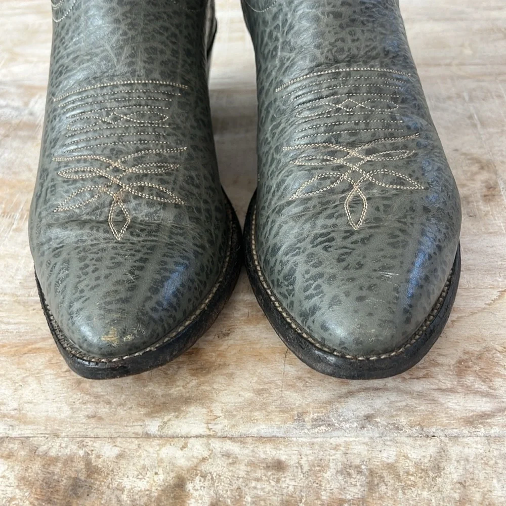 Justin Menās Western Cowboy Boots {Grey Bullhide} 9.5D - Picture 7 of 12